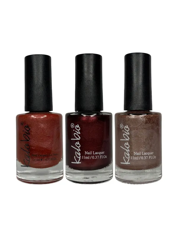 KALOBIO_Metallic_Trio_–_Vermillion,_Mahogany_&_Peanut_|_Speckled_Nail_Polish_Set_|_Long-Lasting,_Quick-Dry