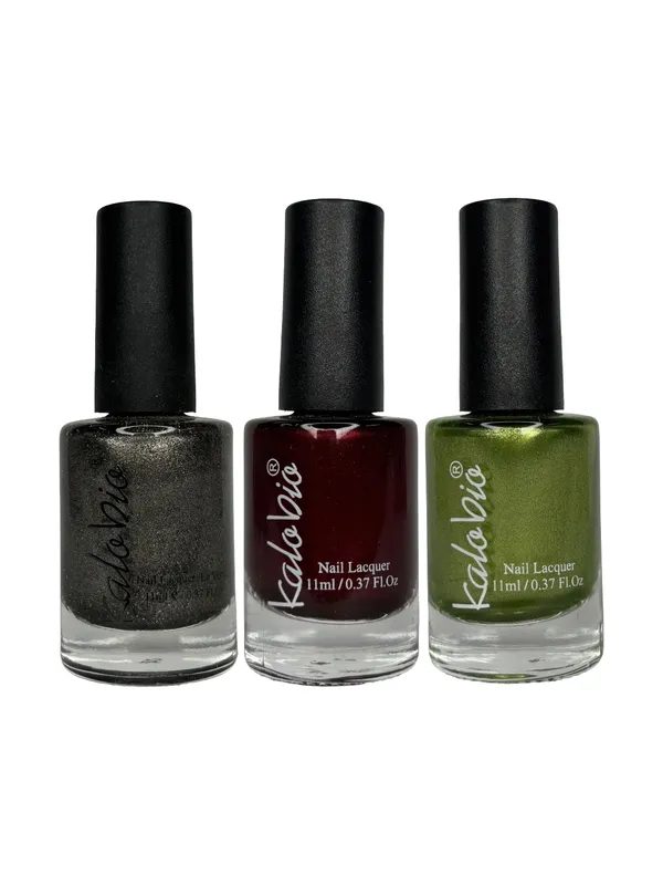 KALOBIO_Metallic_Nail_Enamel_-_Nightspot,_Wine_&_Venom_Green_KM4/M5/M6
