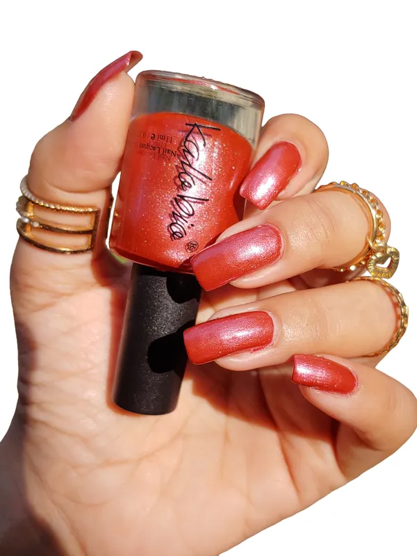 ColorHalo_Metallic_Nail_Lacquer_|_Long-Lasting,_High_Shine,_Chip-Resistant_&_Quick_Dry_Finish_|_Vermillion_KM13_|_11ml_-_Pack_of_2