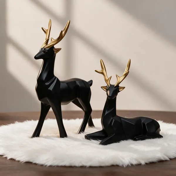 Black_Resin_Deer_Figurine_Set_With_Gold_Antlers