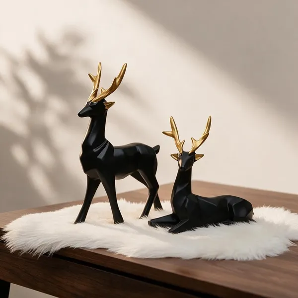 Black_Resin_Deer_Figurine_Set_With_Gold_Antlers