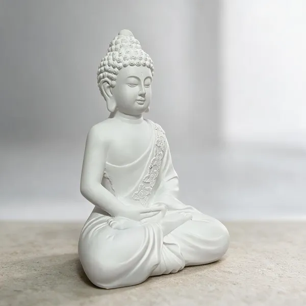 White_Resin_Meditating_Buddha_Idol
