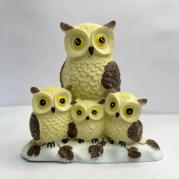 Multicolor_Resin_Owl_Family_On_Branch_Showpiece