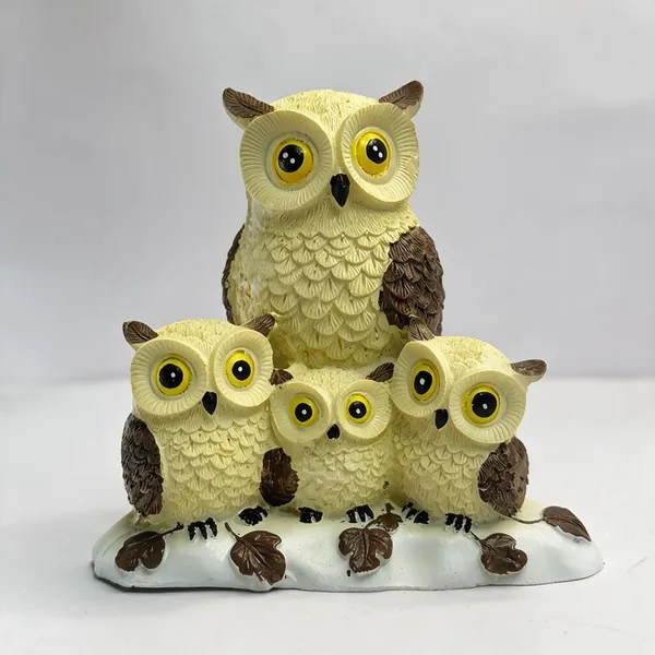 Multicolor_Resin_Owl_Family_On_Branch_Showpiece