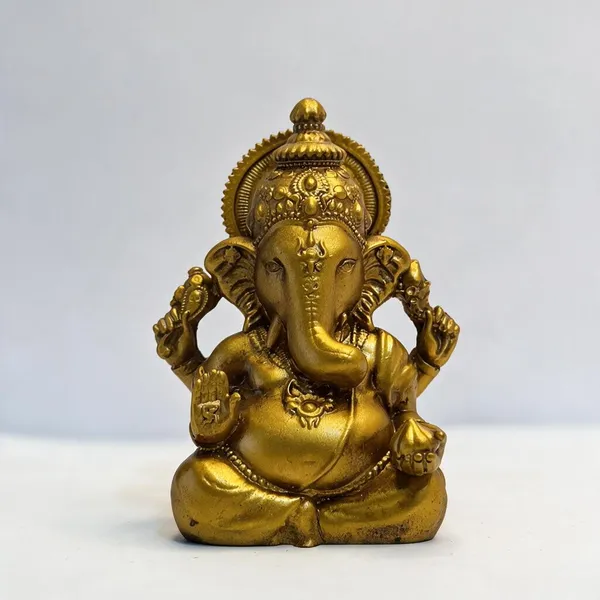 Gold_Tone_Resin_Seated_Ganesha_Idol