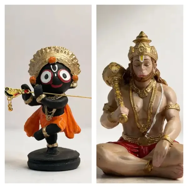 Black_Resin_Krishna_Playing_FluteAnd_Multicolor_Traditional_Seated_Hanuman_Idol_-__Pack_Of_2
