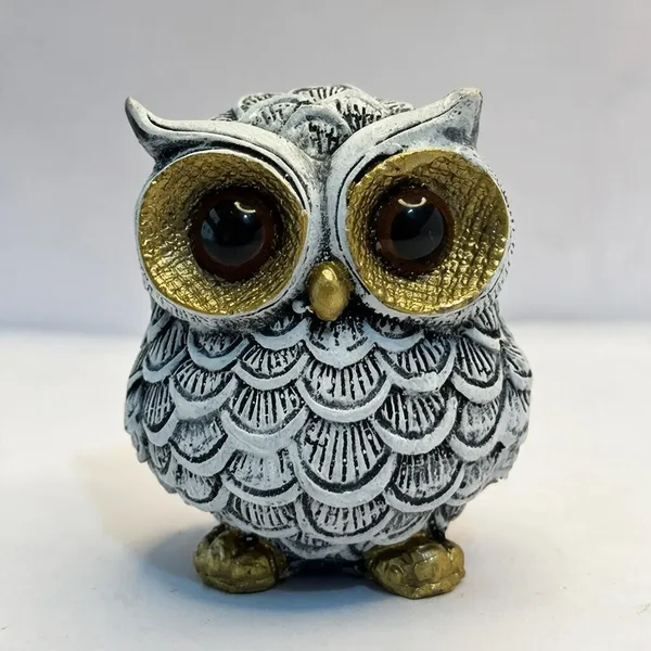 Grey_Antique_Gold_Textured_Owl_Figurine