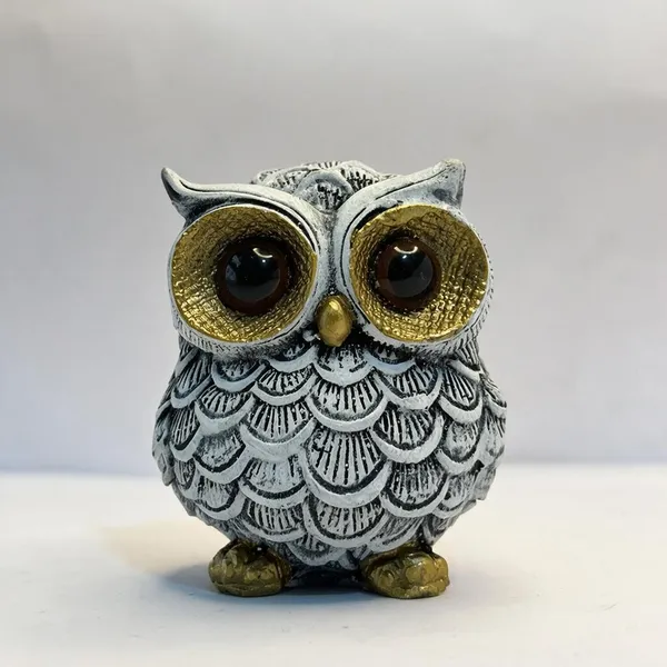 Grey_Antique_Gold_Textured_Owl_Figurine