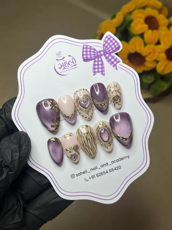 Purple_Ivory_Gold_Heart_Embellished_Press-On_Nail_Set