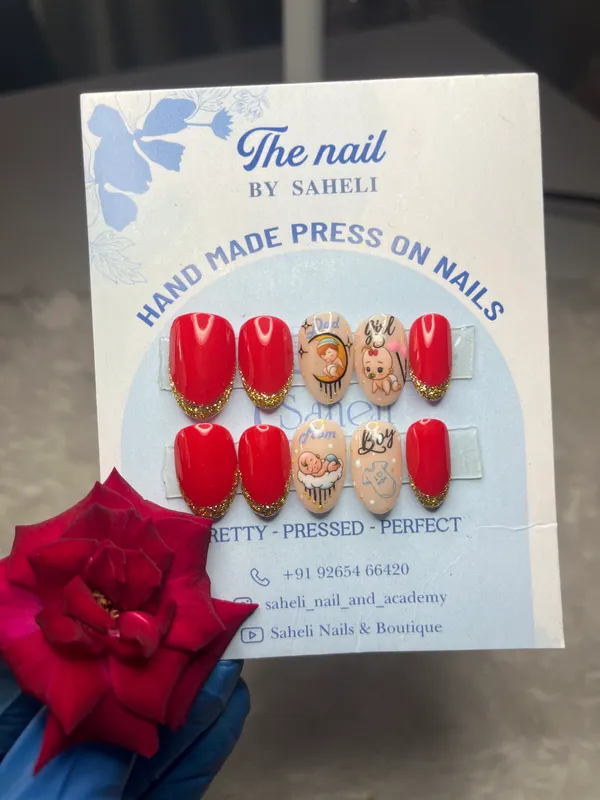 The_Nail_By_Saheli_Red_Nude_Character_Art_Press-On_Nails