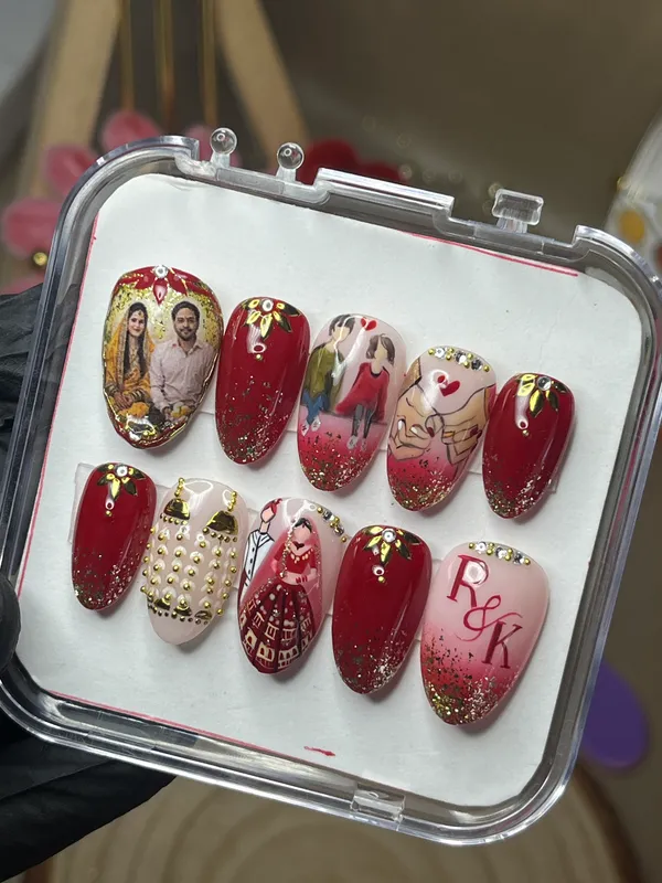 Red_Pink_Bridal_Glitter_Rhinestone_Press-On_Nail_Set