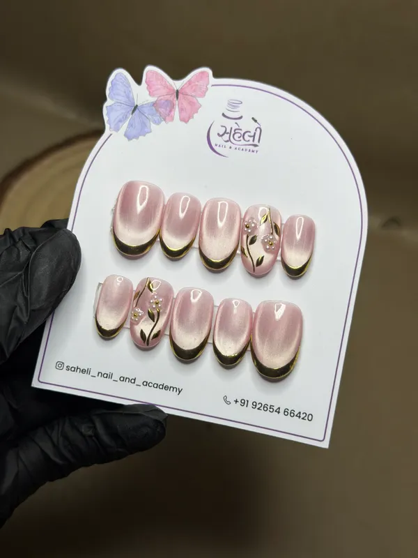 Saheli_Pink_Ombre_French_Tip_Floral_Press-On_Nails