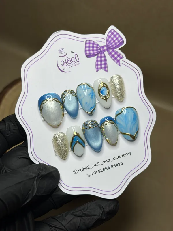 Saheli_Blue_Grey_Marble_Gold_Glitter_Press-On_Nails