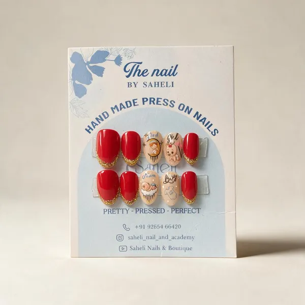 The_Nail_By_Saheli_Red_Nude_Character_Art_Press-On_Nails
