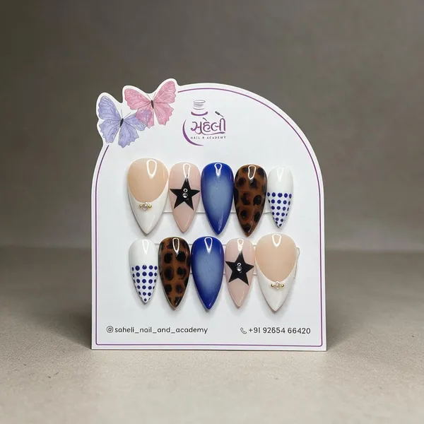 Saheli_Nail_Academy_Multicolor_Pointed_Printed_Nail_Set