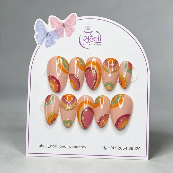 Saheli_Multicolour_Abstract_Glitter_Press-On_Artificial_Nails