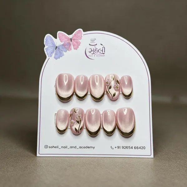 Saheli_Pink_Ombre_French_Tip_Floral_Press-On_Nails