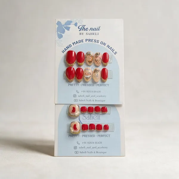 Saheli_Red_Gold_Accent_Handmade_Decorative_Press-On_Nails