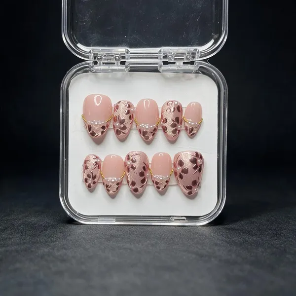 Saheli_Pink_Floral_Gloss_Press-On_Nail_Tips_Set_Of_10