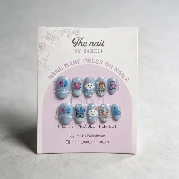Saheli_Pastel_Blue_Cartoon_Character_Glossy_Press-On_Nail_Set_Of_10