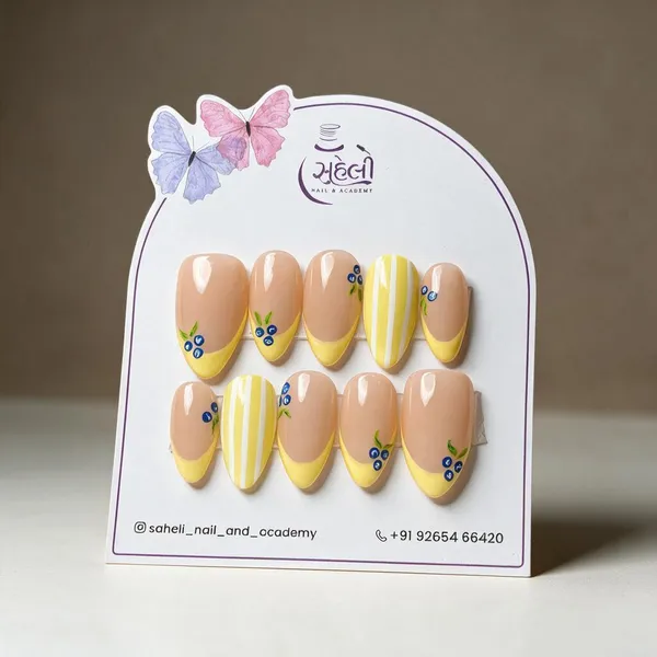 Saheli_Beige_Yellow_French_Tip_Floral_Press-On_Nails