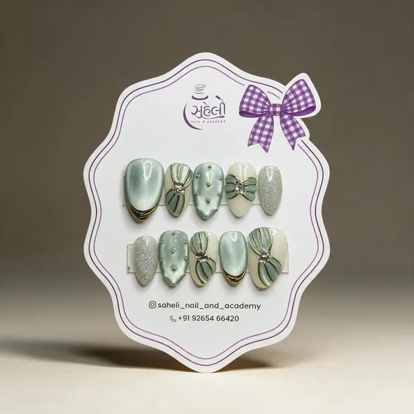 Mint_Green_Bow_Embellished_Glitter_Press-On_Nail_Tips_Set