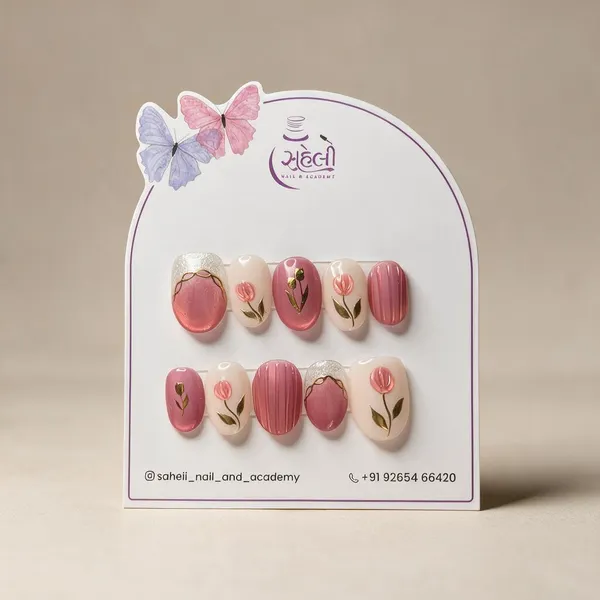 Pink_Floral_Glitter-Tip_Press-On_Nail_Set