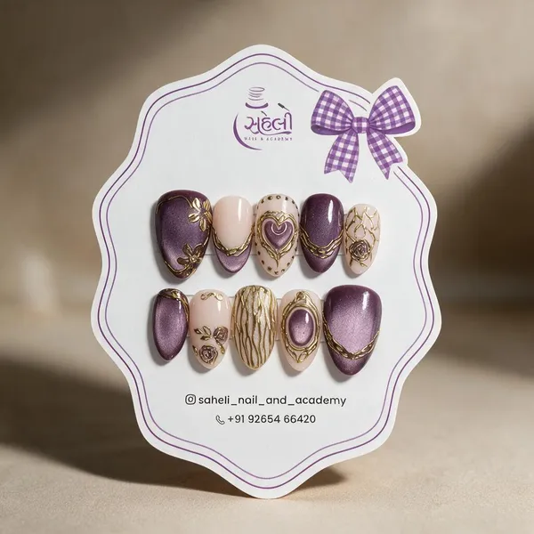 Purple_Ivory_Gold_Heart_Embellished_Press-On_Nail_Set