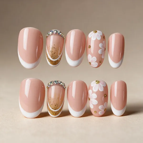 Pink_French_Tip_Floral_Rhinestone_Press-On_Nail_Set