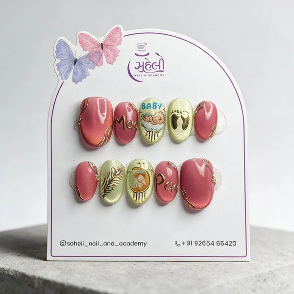 Pink_Butterfly_Gold_Accent_Embellished_Press-On_Nails