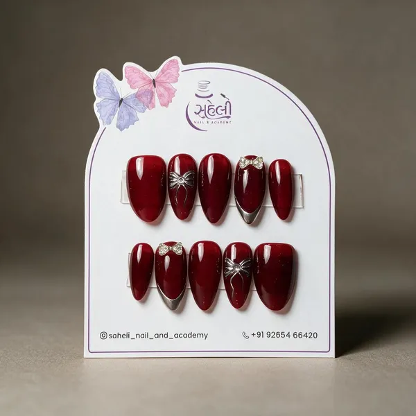 Red_Almond_Bow_Floral_Embellished_Press-On_Nails