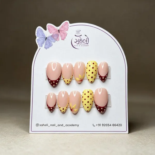 Pink_Yellow_Red_Polka_Dot_Almond_Artificial_Press-On_Nails