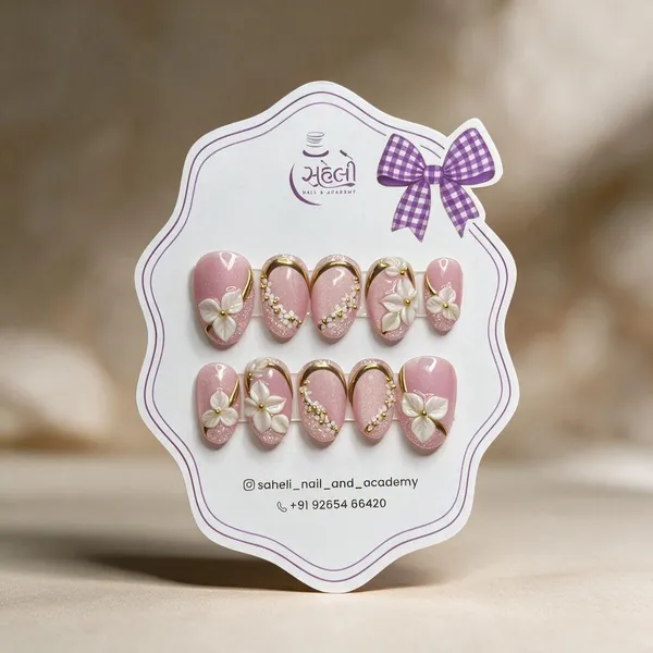 Pink_Floral_Pearl_Gold_Embellished_Press-On_Nails