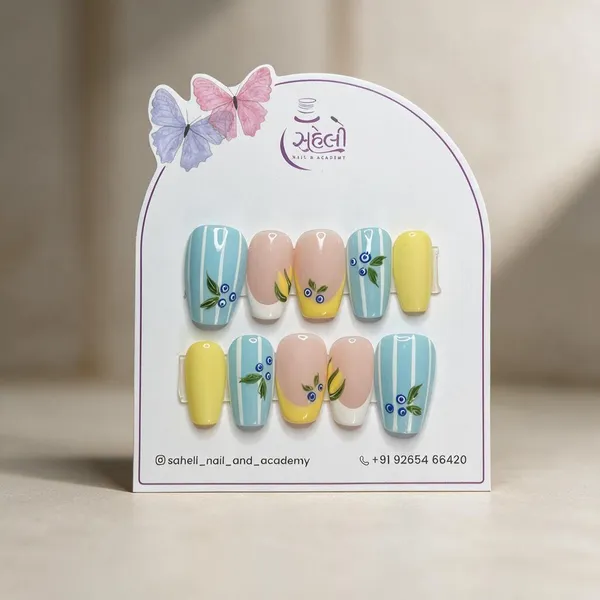 Blue_Yellow_Nude_Leaf_Floral_Press-On_Nail_Set