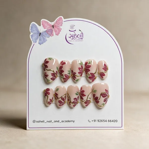 Nude_Burgundy_Pink_Floral_Press-On_Nail_Set