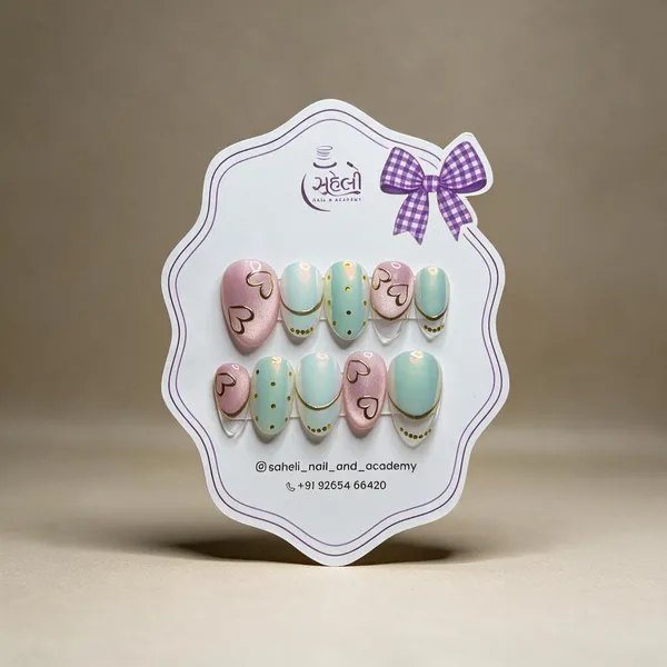 Pastel_Pink_Mint_Bow_Pearl_Heart_Press-On_Nail_Set
