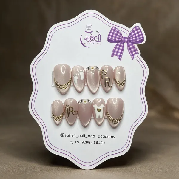 Saheli_Nude_Gold_Rhinestone_Embellished_Press-On_Nails
