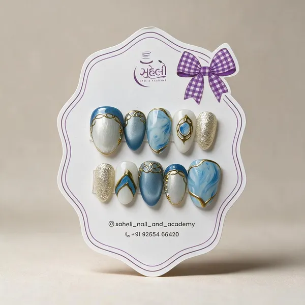 Saheli_Blue_Grey_Marble_Gold_Glitter_Press-On_Nails