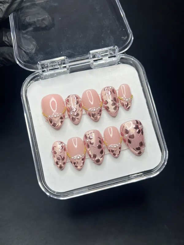 Saheli_Pink_Floral_Gloss_Press-On_Nail_Tips_Set_Of_10