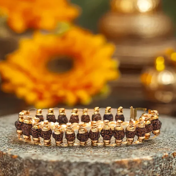 Brown_Rudraksha_22K_Gold_Plated_Chain_Bracelet
