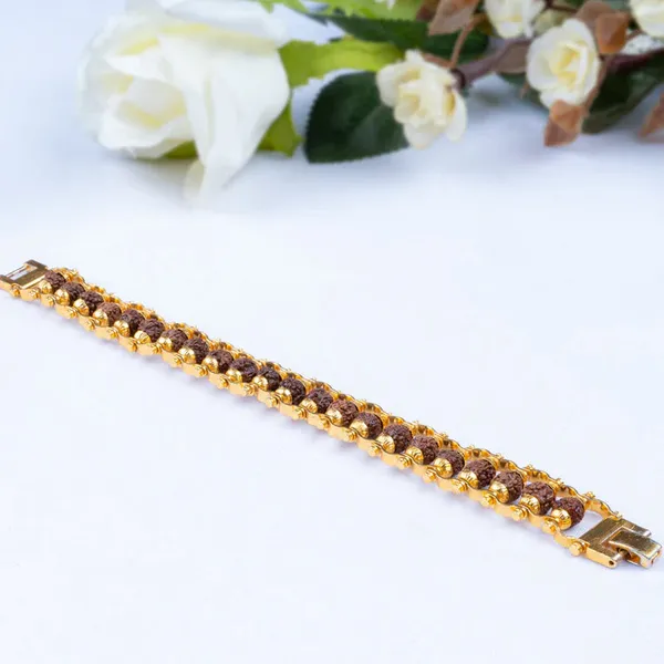 Brown_Rudraksha_22K_Gold_Plated_Chain_Bracelet