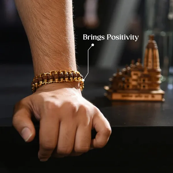 Brown_Rudraksha_22K_Gold_Plated_Chain_Bracelet