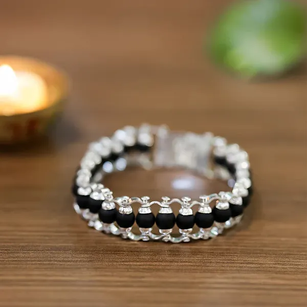 Black_Ebony_Wood_Sterling_Silver_Karungali_Chain_Bracelet