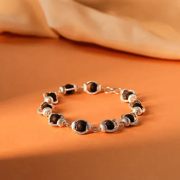 Black_Ebony_Wood_Sterling_Silver_Karungali_Mala_&_Bracelet_Set