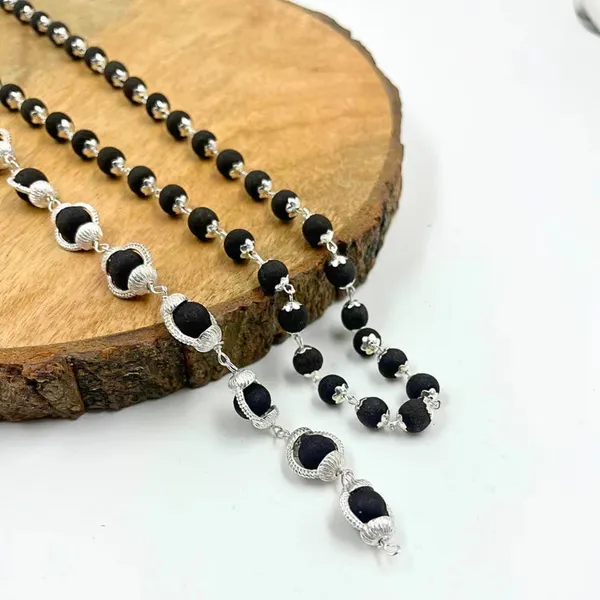 Black_Ebony_Wood_Sterling_Silver_Karungali_Mala_&_Bracelet_Set