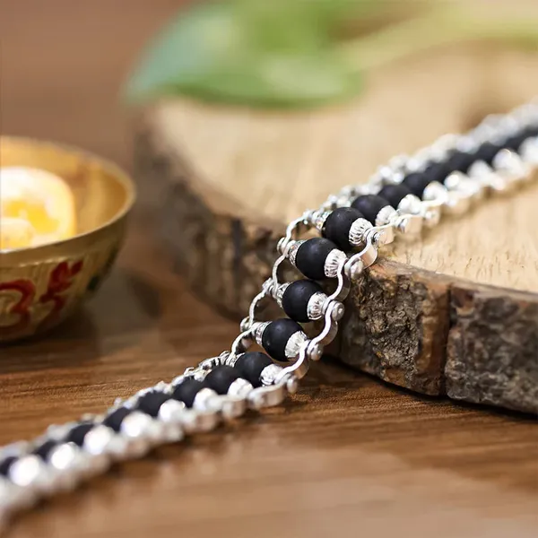 Black_Ebony_Wood_Sterling_Silver_Karungali_Mala_&_Chain_Bracelet_Set