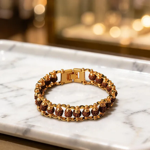 Brown_Rudraksha_22K_Gold_Plated_Chain_Bracelet