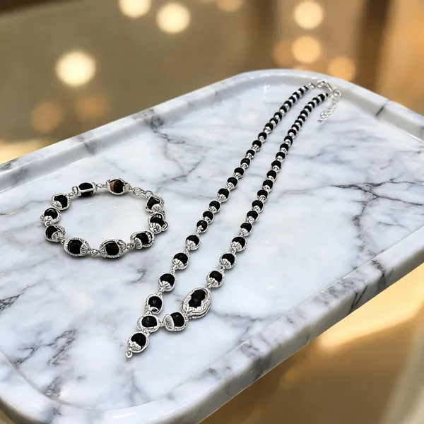 Black_Ebony_Wood_Sterling_Silver_Karungali_Mala_&_Bracelet_Set