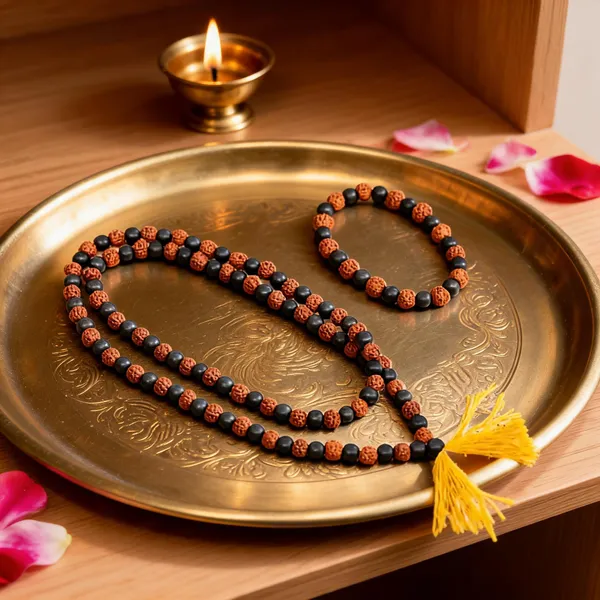 Ebony_Wood_Rudraksha_108_Beads_Karungali_Mala_&_Bracelet_Set