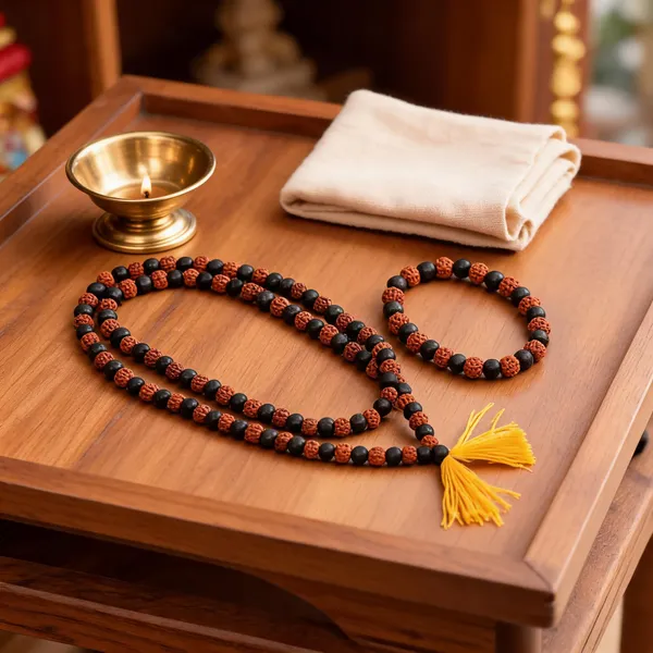Ebony_Wood_Rudraksha_108_Beads_Karungali_Mala_&_Bracelet_Set